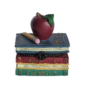 Stack of Books Trinket Box w/ Apple & Pencil Teacher Appreciation School Library